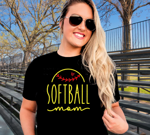 Softball Mom - Puff print in yellow